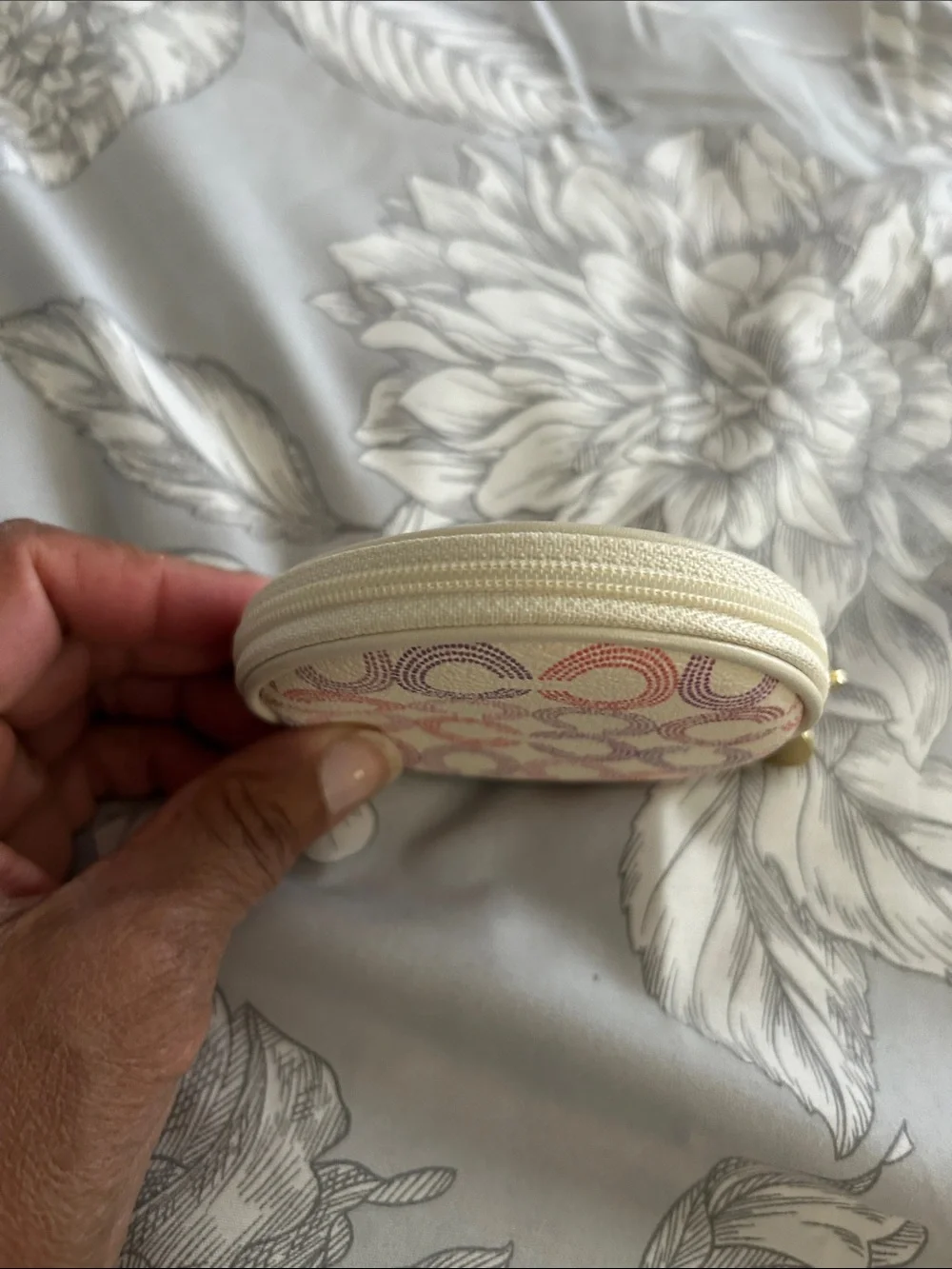 Coach Waverley Opt Art Round Coin Case in Pink, Lavender & Cream